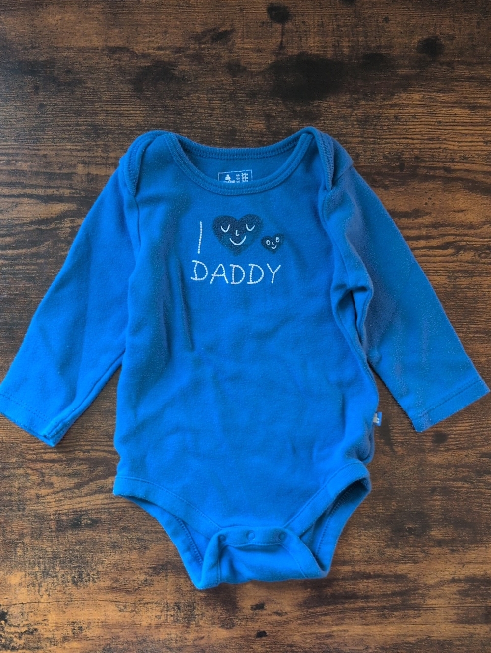 5/$25 GAP Blue Long-Sleeve "I ♥ Daddy" Onesie Bodysuit 3-6M